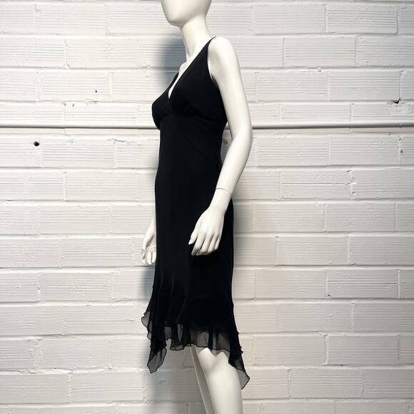 Vintage 90’s/Y2K Black Silk Bias Cut Dress Handkerchief Hem, Size 10 Medium - Picture 7 of 9